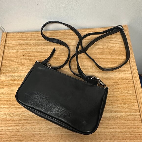 Leather Harley Davidson Winged Logo Black Crossbody Purse - Picture 3 of 6